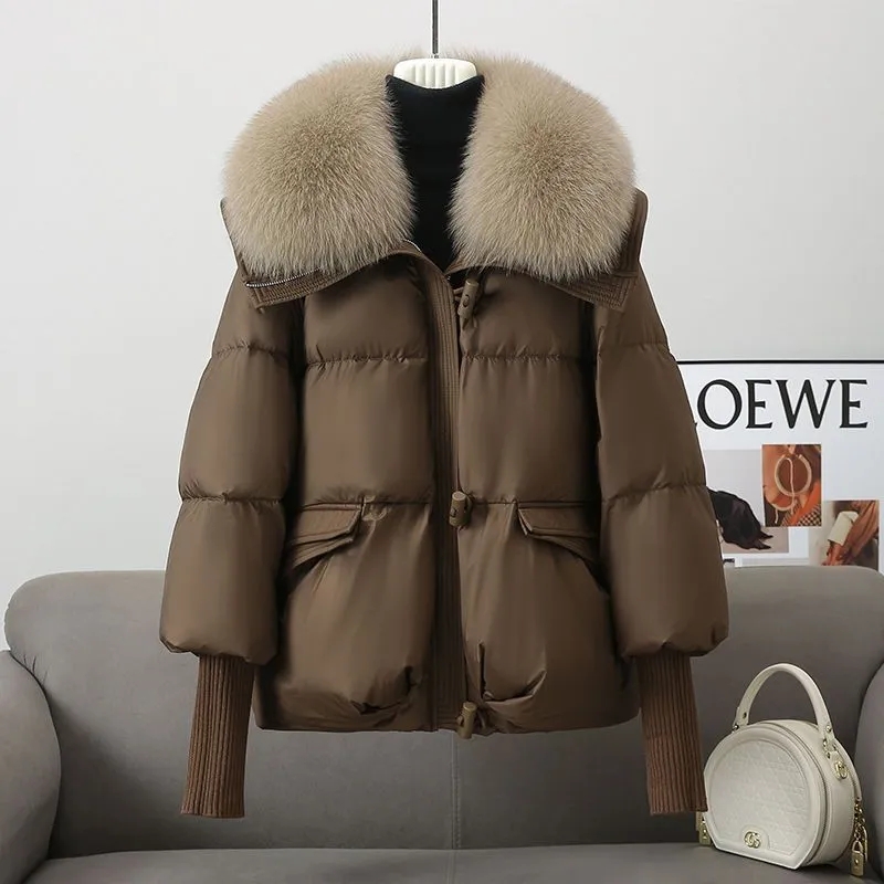 AliExpress Women Winter Down Cotton Jacket 2025 New Women Warm Thick Cotton Coat Larger Fur Collar Cotton Padded Jacket Women Parka Coat, view 5