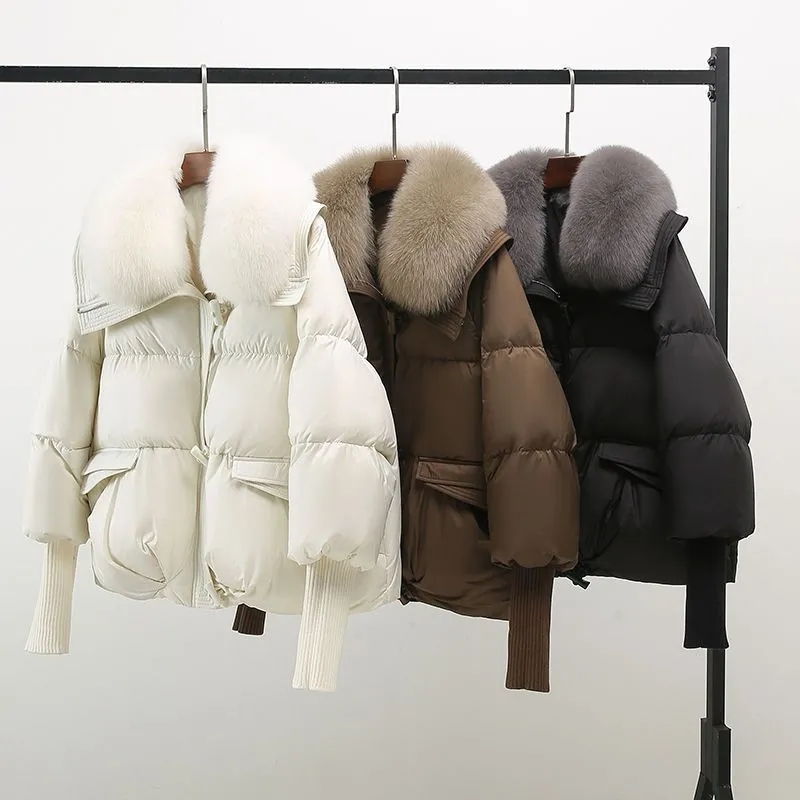 AliExpress Women Winter Down Cotton Jacket 2025 New Women Warm Thick Cotton Coat Larger Fur Collar Cotton Padded Jacket Women Parka Coat, view 6