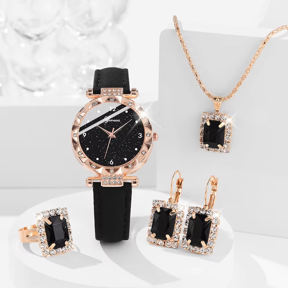 AliExpress 5-Piece Rhinestone Women's Quartz Watch Set, view 2
