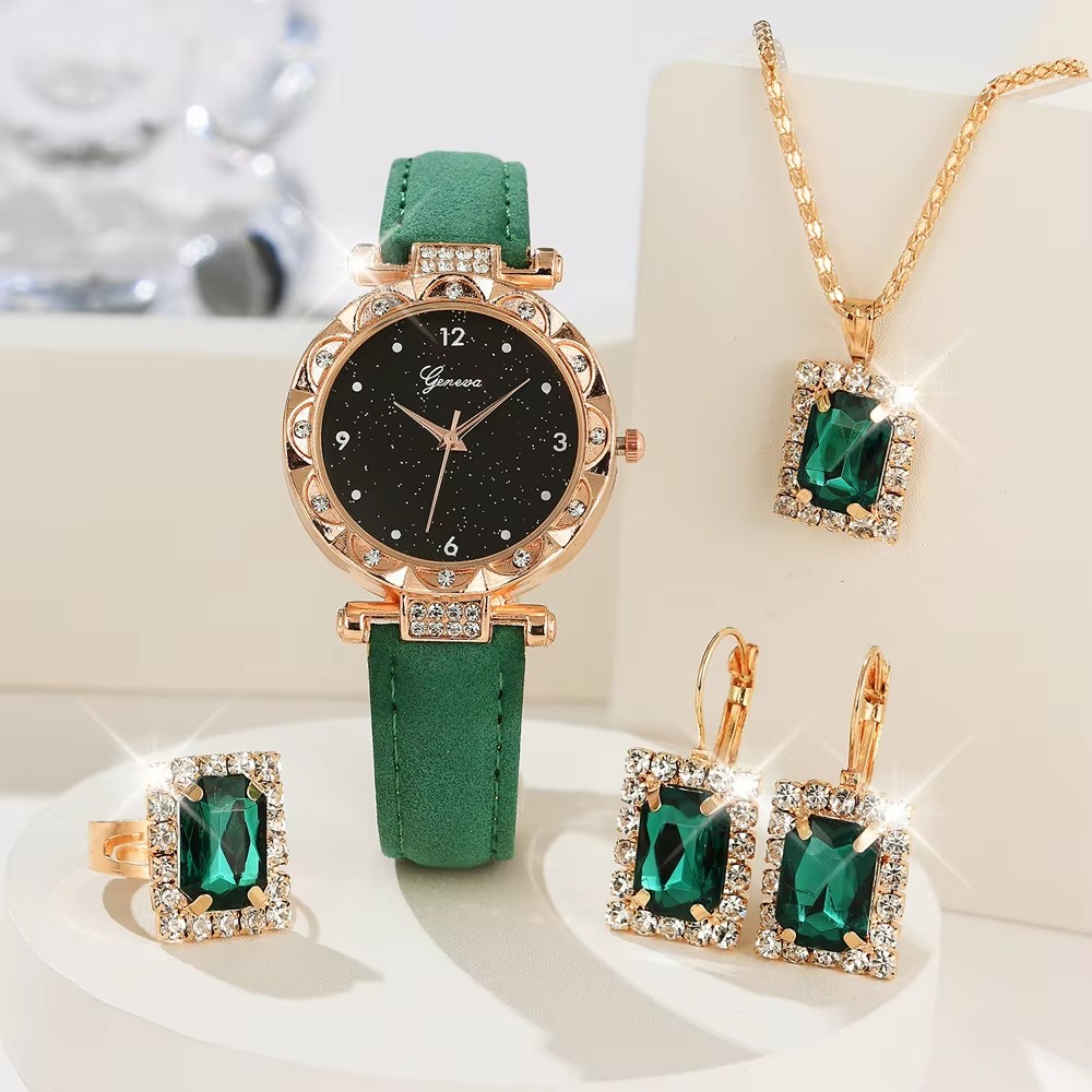 AliExpress 5-Piece Rhinestone Women's Quartz Watch Set, view 4