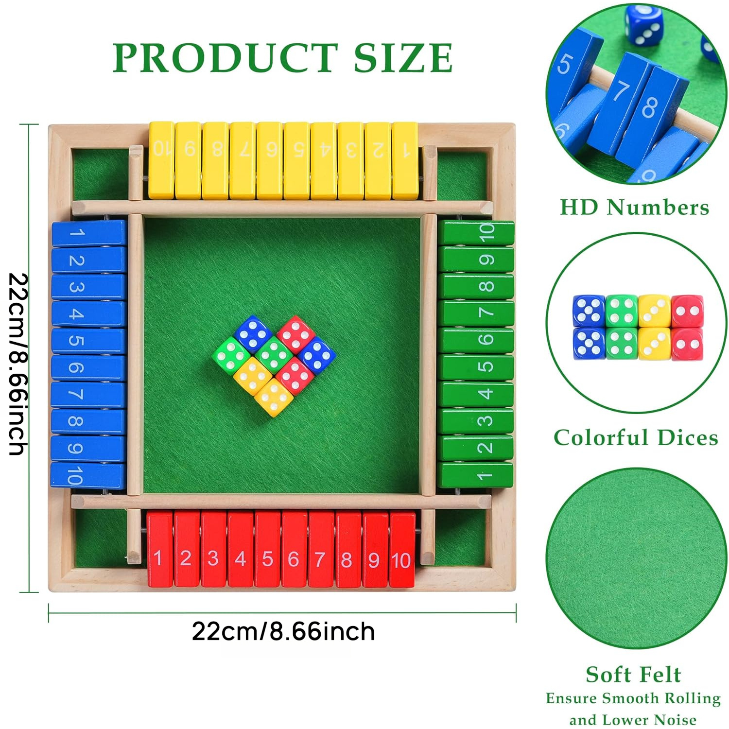 AliExpress Wooden Arithmetic Dice Board Game – Flip Card Box with 4-Sided Number Tiles, Fun Multiplayer Dice Game for Family & Party, view 3