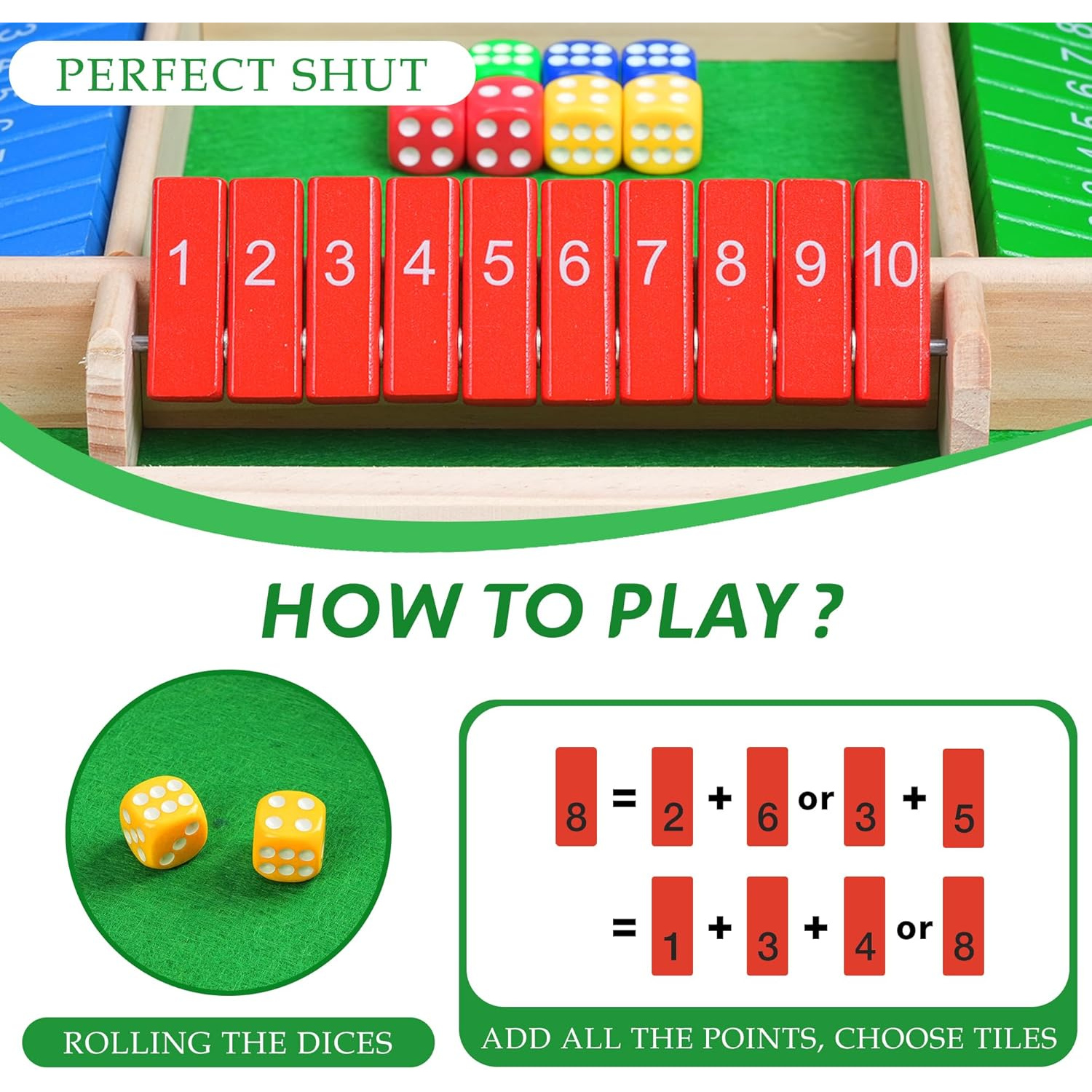 AliExpress Wooden Arithmetic Dice Board Game – Flip Card Box with 4-Sided Number Tiles, Fun Multiplayer Dice Game for Family & Party, view 4