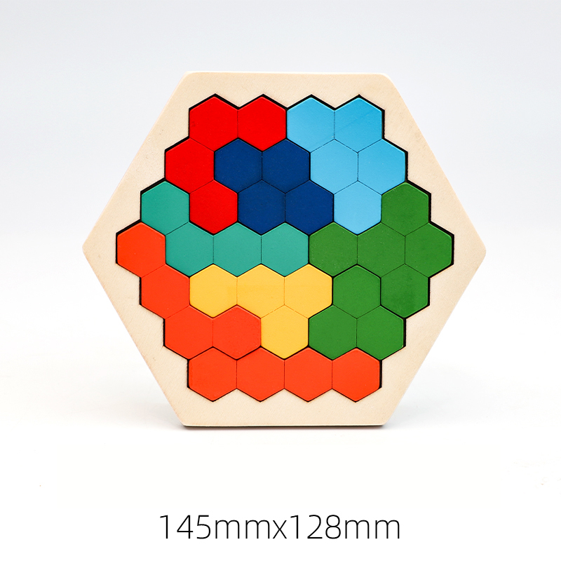 AliExpress Wooden Blocks Puzzle Brain Teasers Toy Tangram Jigsaw Intelligence Colorful 3D Russian Blocks Montessori Educational, view 5