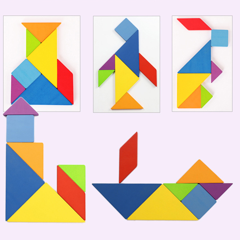 AliExpress Wooden Children Puzzle Toys Montessori Preschool Education Tangram Game Building Blocks Learning Puzzle Game Kids Festival Toy, view 2