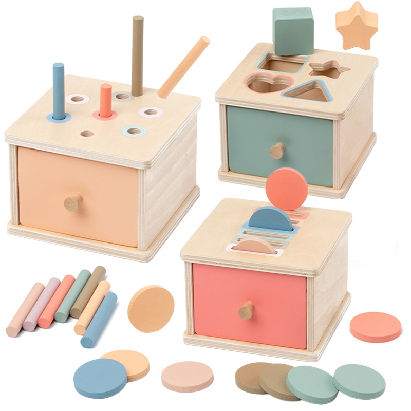 AliExpress Wooden Color Shape Sorting Toys Drawer Box Busy Board Matching Game Fine Motor Sensory Toys Montessori Learning For Baby Gifts