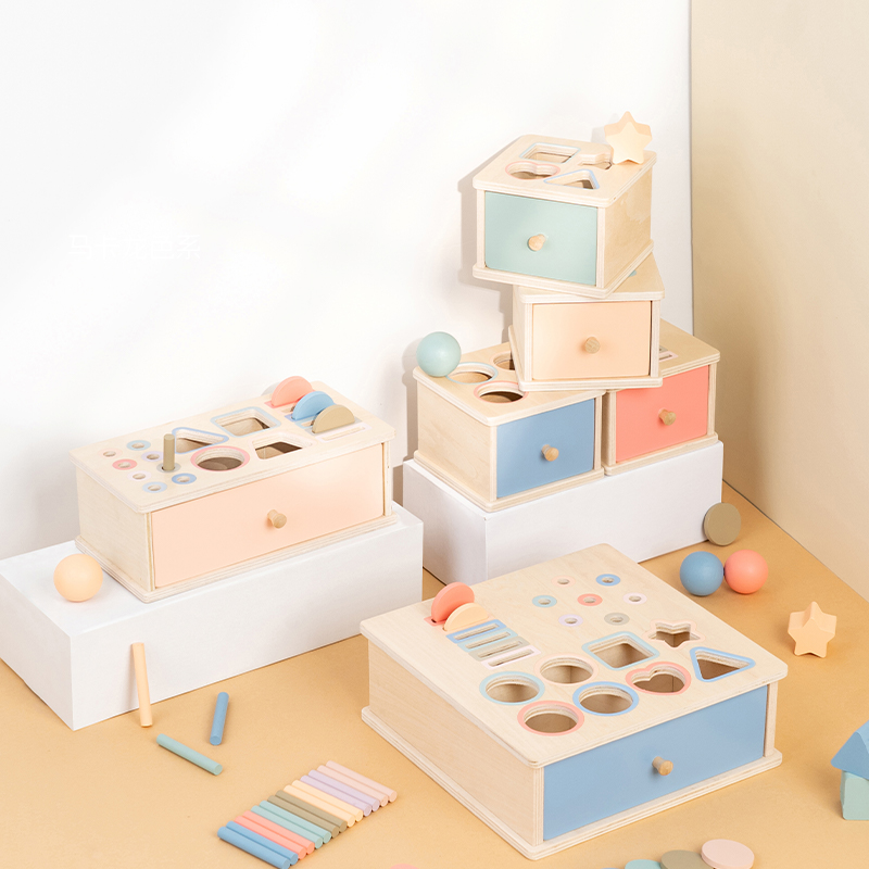 AliExpress Wooden Color Shape Sorting Toys Drawer Box Busy Board Matching Game Fine Motor Sensory Toys Montessori Learning For Baby Gifts, view 2