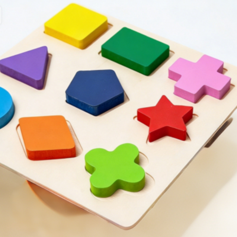 AliExpress Wooden Geometric Blocks Montessori Puzzle Shape Sorting Math Early Educational Learning Toy for Toddlers Baby Cognitive Training, view 3