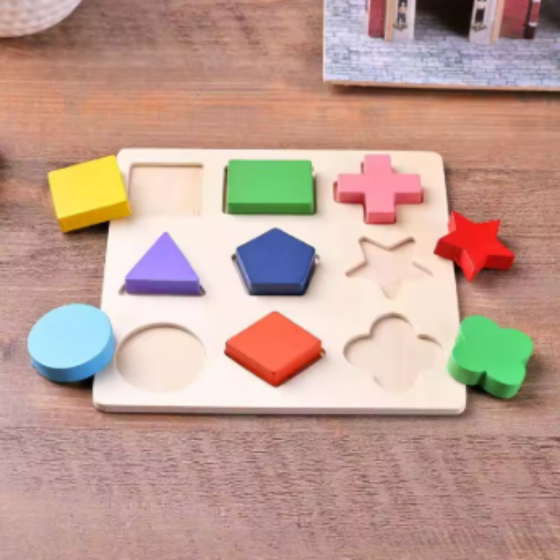 AliExpress Wooden Geometric Blocks Montessori Puzzle Shape Sorting Math Early Educational Learning Toy for Toddlers Baby Cognitive Training, view 6