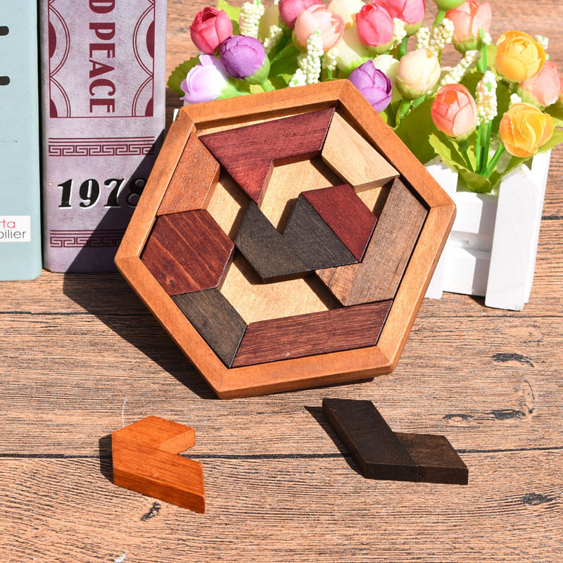 AliExpress Wooden Geometric Shape Jigsaw Board Puzzles Kids Brain Teaser Non Toxic Wood Toys for Children Educational, view 2