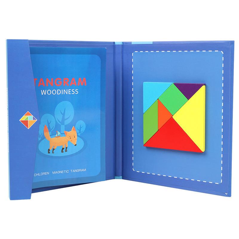 AliExpress Wooden Jigsaw Magnetic Tangram Puzzle Book Educational Toys For Children Baby Kid Portable Montessori Learning Intelligence, view 2