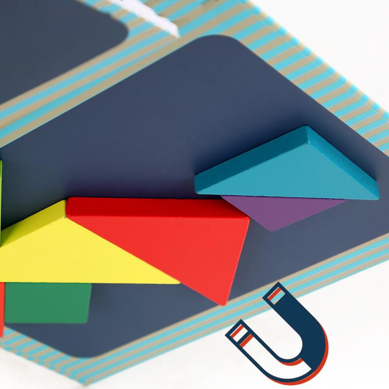 AliExpress Wooden Jigsaw Magnetic Tangram Puzzle Book Educational Toys For Children Baby Kid Portable Montessori Learning Intelligence, view 3