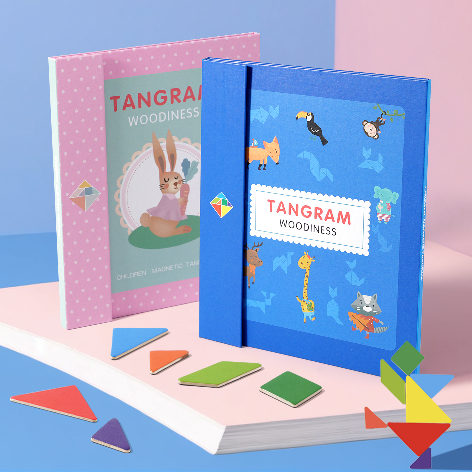 AliExpress Wooden Jigsaw Magnetic Tangram Puzzle Book Educational Toys For Children Baby Kid Portable Montessori Learning Intelligence, view 5