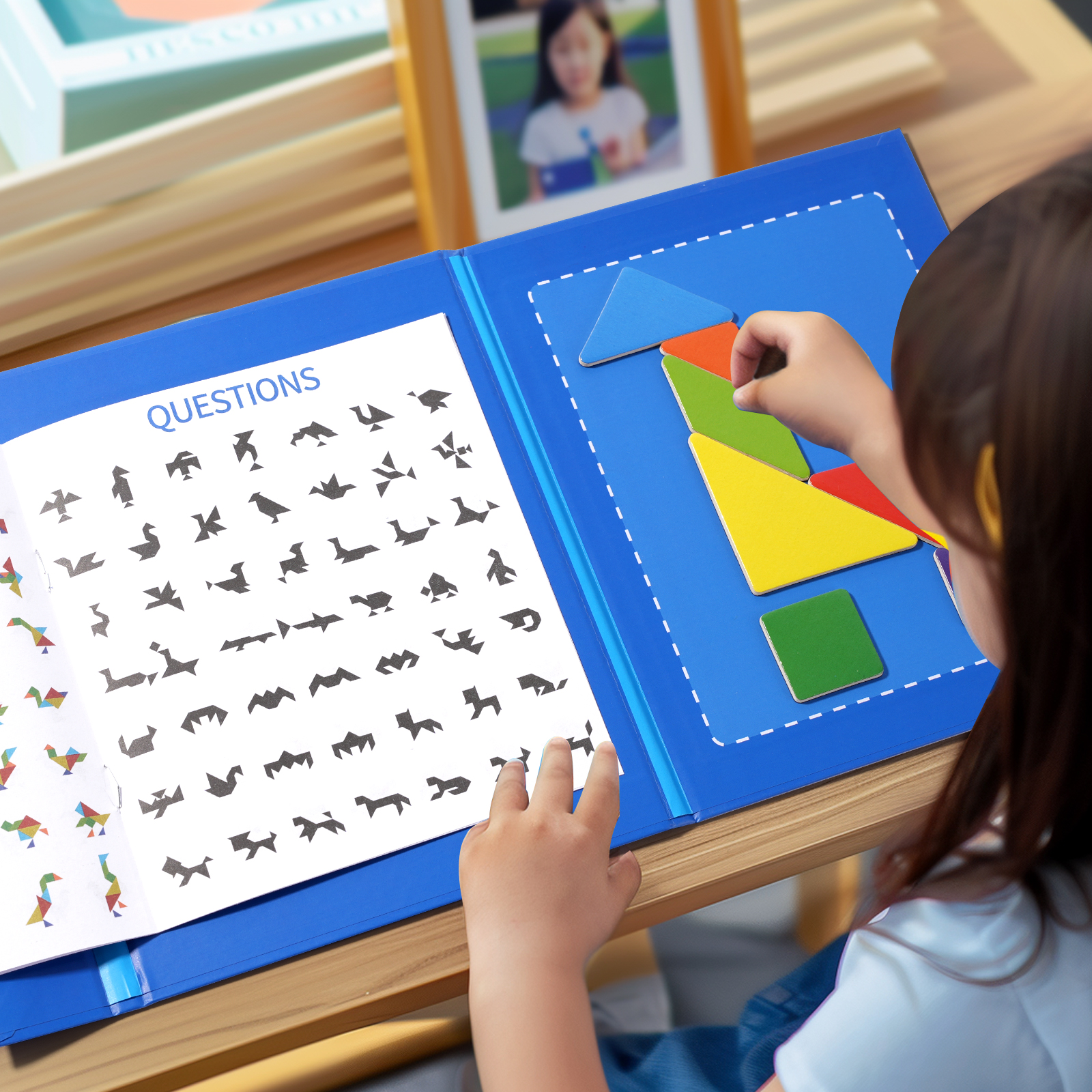AliExpress Wooden Jigsaw Magnetic Tangram Puzzle Book Educational Toys For Children Baby Kid Portable Montessori Learning Intelligence, view 6