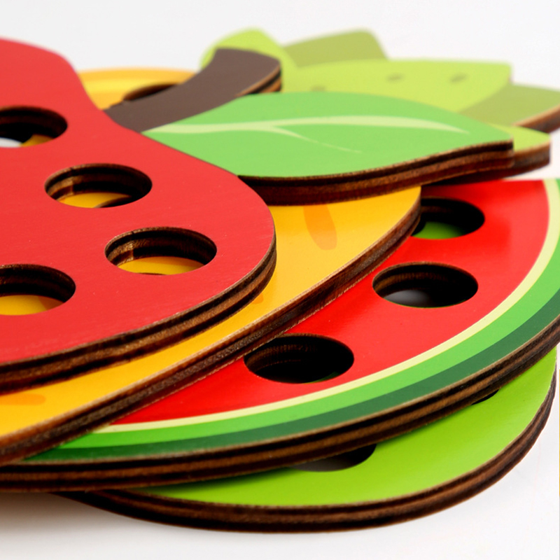 AliExpress Wooden Lacing Toy Educational Fruits Threading Activity Puzzles Learning Fine Motor Skill Car Travel Toy Set for Toddlers Kids, view 6