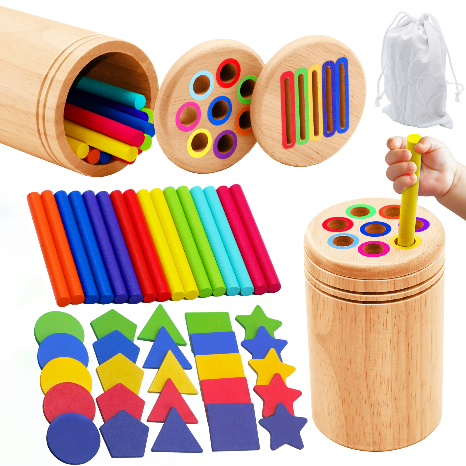 AliExpress Wooden Matching Toys Montessori Color Matching Sorting Stick Balance Toy Fine Motor Skills Math Learning Educational Toys Kids