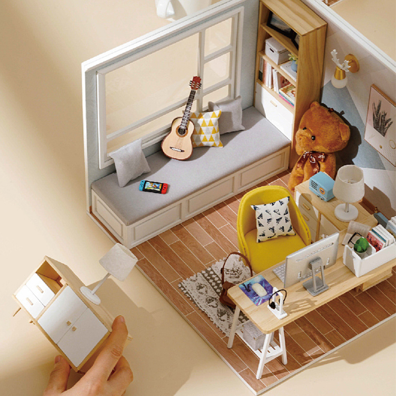 AliExpress Wooden Miniature Doll House DIY Small House Kit Making Room Toys 3D Puzzle Assembly Building Model Toys for Birthday Gifts, view 2