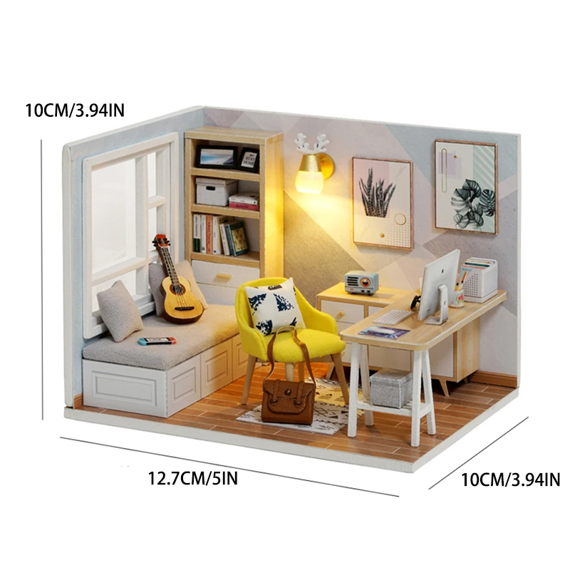 AliExpress Wooden Miniature Doll House DIY Small House Kit Making Room Toys 3D Puzzle Assembly Building Model Toys for Birthday Gifts, view 6
