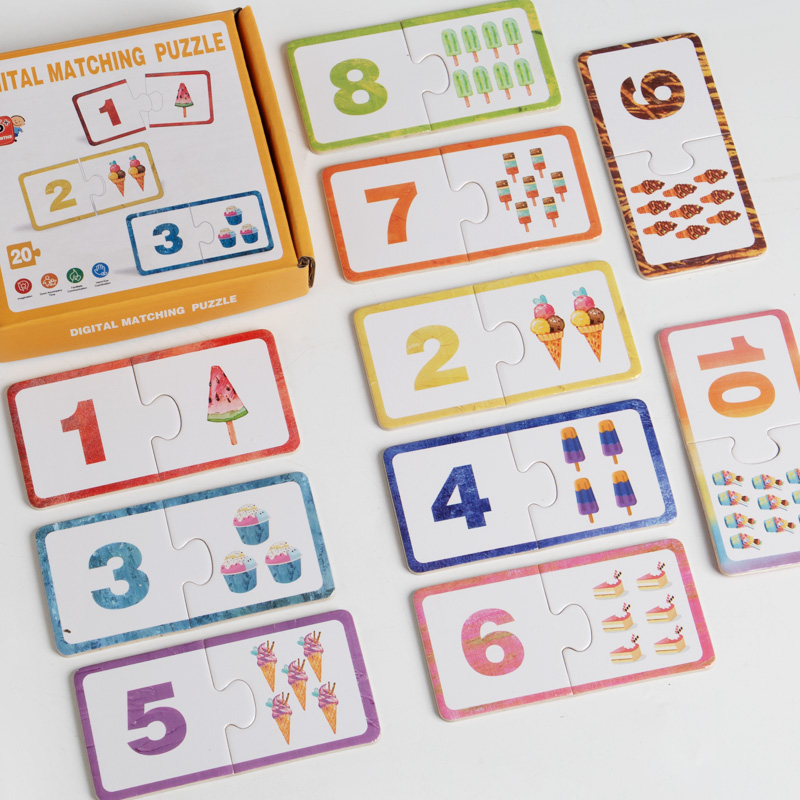 AliExpress Wooden Number Matching Puzzle Toys Montessori Early Education Digital Pattern Thicken Blocks Game for Baby Festival Gift Toy, view 2