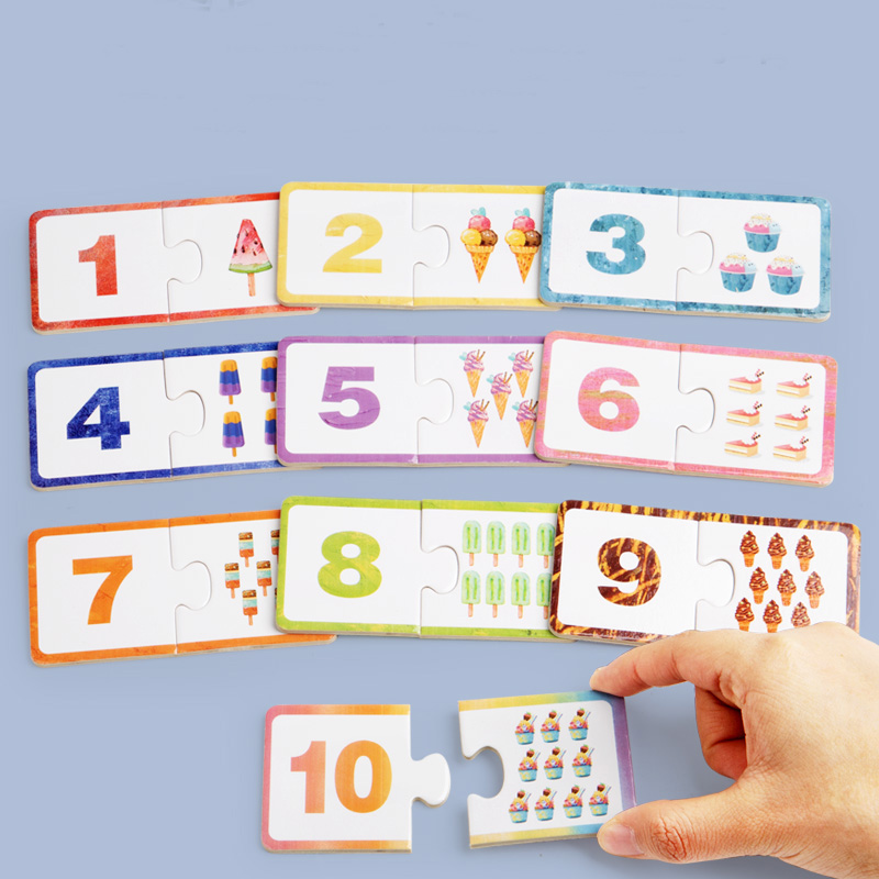 AliExpress Wooden Number Matching Puzzle Toys Montessori Early Education Digital Pattern Thicken Blocks Game for Baby Festival Gift Toy, view 4