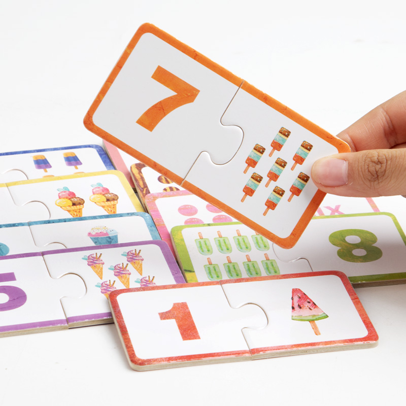 AliExpress Wooden Number Matching Puzzle Toys Montessori Early Education Digital Pattern Thicken Blocks Game for Baby Festival Gift Toy, view 6