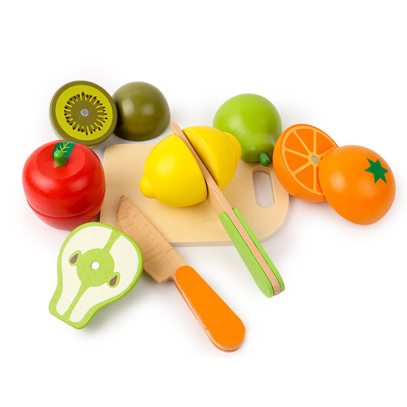 AliExpress Wooden Toy Cutting Fruit Vegetables Food Pretend Play Simulation Kitchen Role Play Montessori Early Education Toys For Children, view 3