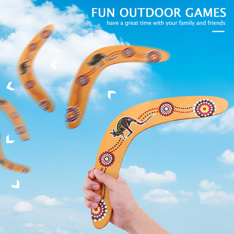 AliExpress Wooden V-Type Kangaroo Print Boomerang, Outdoor Throwing Sports Prop, Beach Yard Multi-player Party Leisure Interactive Training