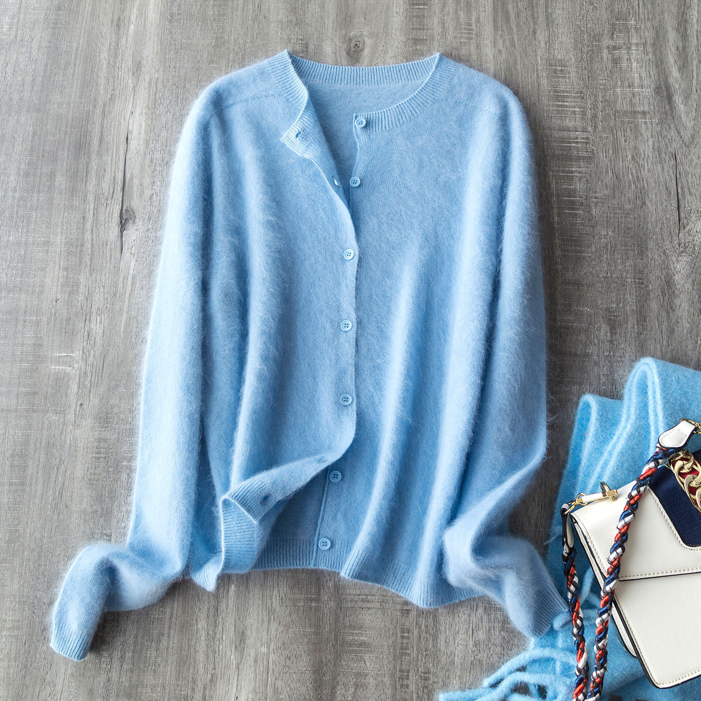 AliExpress Wool Cashmere Silk Blending Women Autumn Sweater O-Neck Single Button Design Knitted Coat Thin Cardigans Clothes Tops For Women, view 4