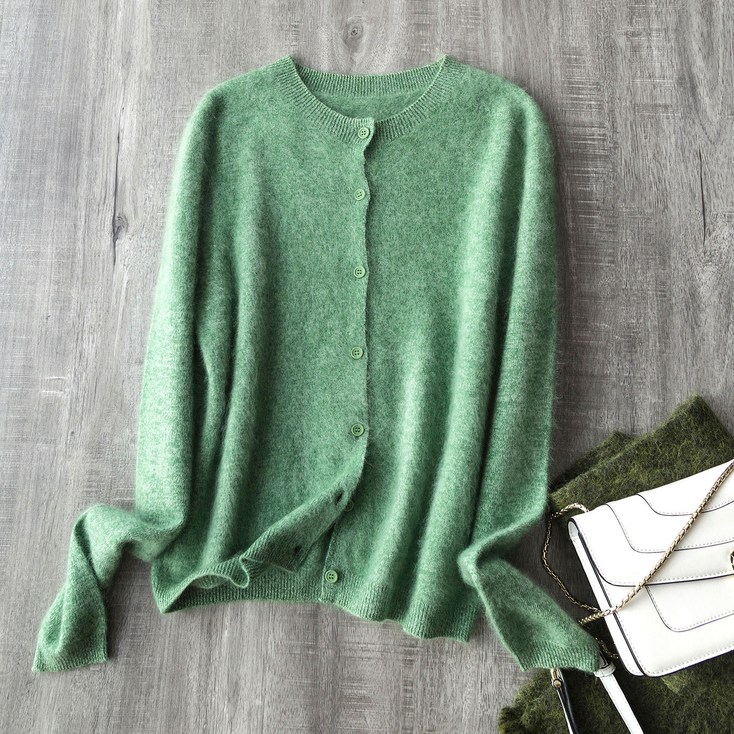 AliExpress Wool Cashmere Silk Blending Women Autumn Sweater O-Neck Single Button Design Knitted Coat Thin Cardigans Clothes Tops For Women, view 5
