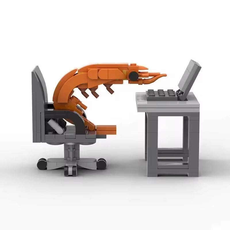 AliExpress Working Shrimp Model Creative Building Block Set Puzzle Assembly Toy Desktop Decoration Crayfish Brick Gift for Boys Girls, view 4