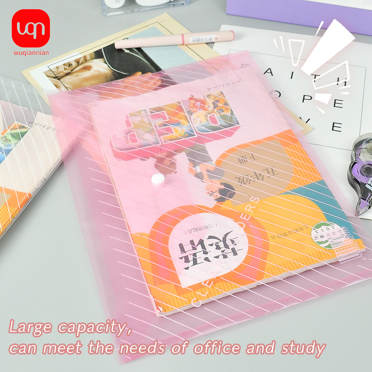 AliExpress WQN-5/25PCS Morandi Color Document Bag Waterproof Large Capacity PP Material A4 Specification Button School and Office Supplies, view 3