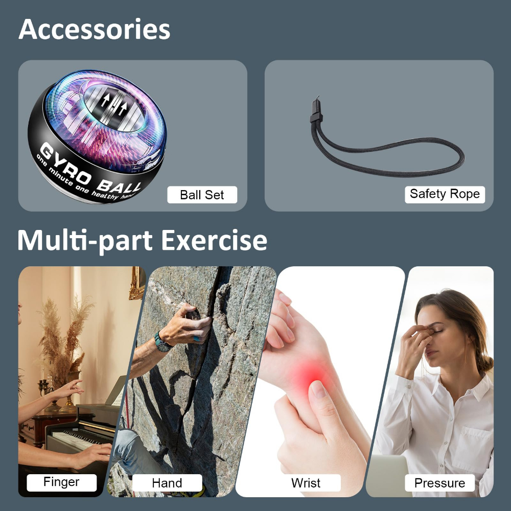 AliExpress Wrist Power Hand Ball Auto-Start Grip Ball Strengthener Gyroscopic Arm Gyro Hand Ball Home Fitness Forearm Exerciser, view 2