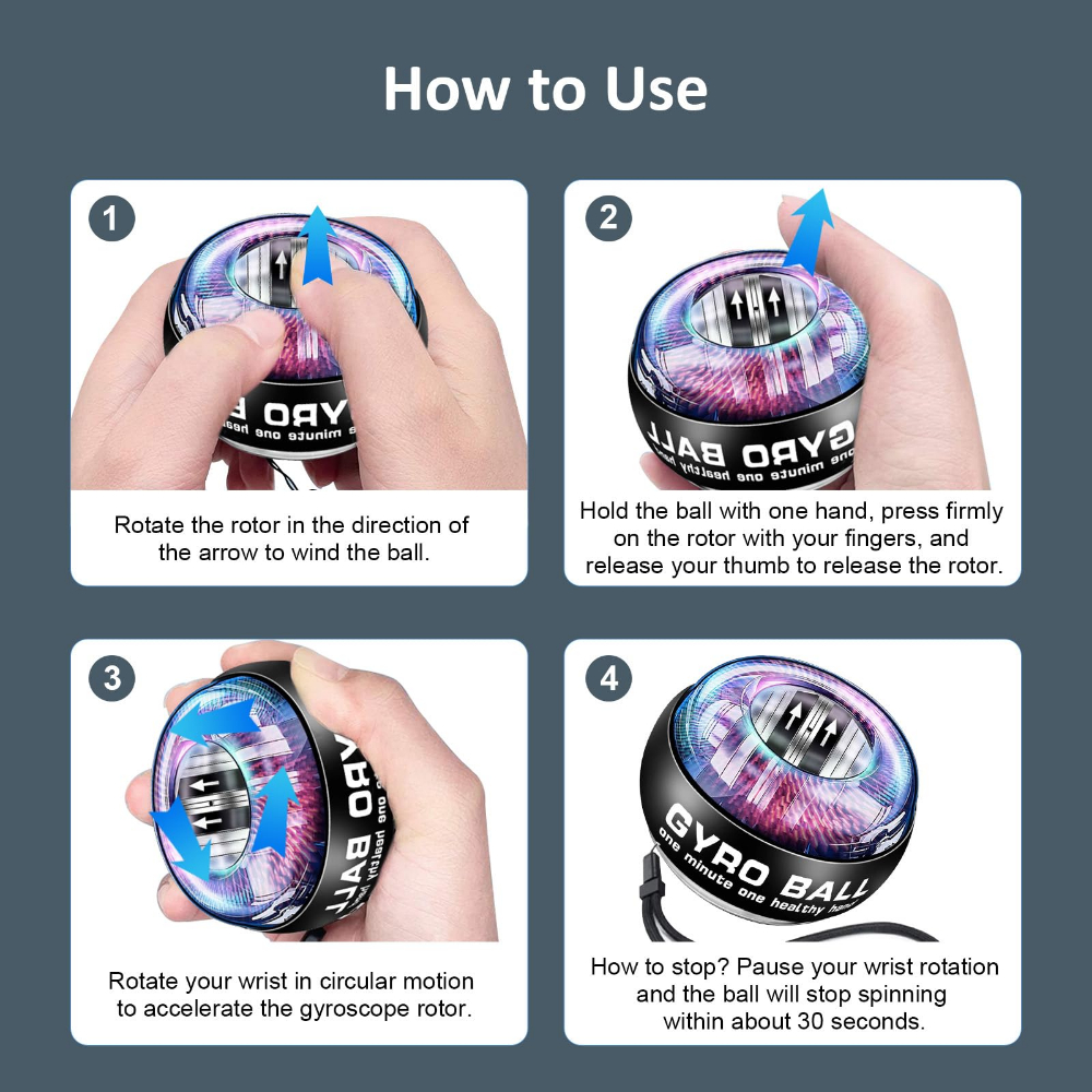 AliExpress Wrist Power Hand Ball Auto-Start Grip Ball Strengthener Gyroscopic Arm Gyro Hand Ball Home Fitness Forearm Exerciser, view 5