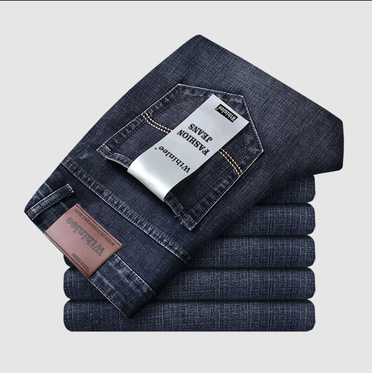 AliExpress Wthinlee New Business Men's Jeans Casual Straight Stretch Fashion Classic Blue Black Work Pant Denim Trousers Male  Clothing