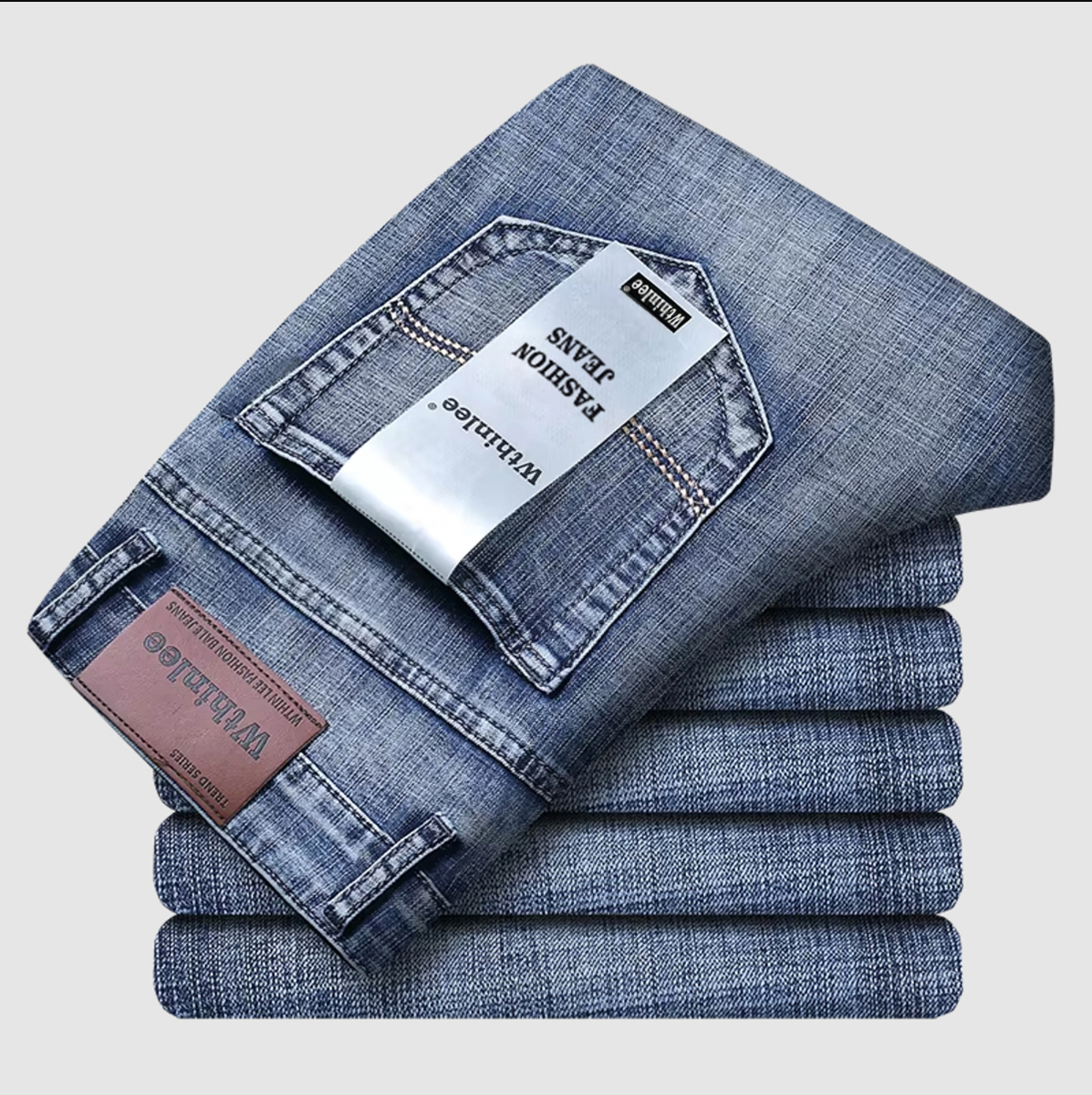 AliExpress Wthinlee New Business Men's Jeans Casual Straight Stretch Fashion Classic Blue Black Work Pant Denim Trousers Male  Clothing, view 2