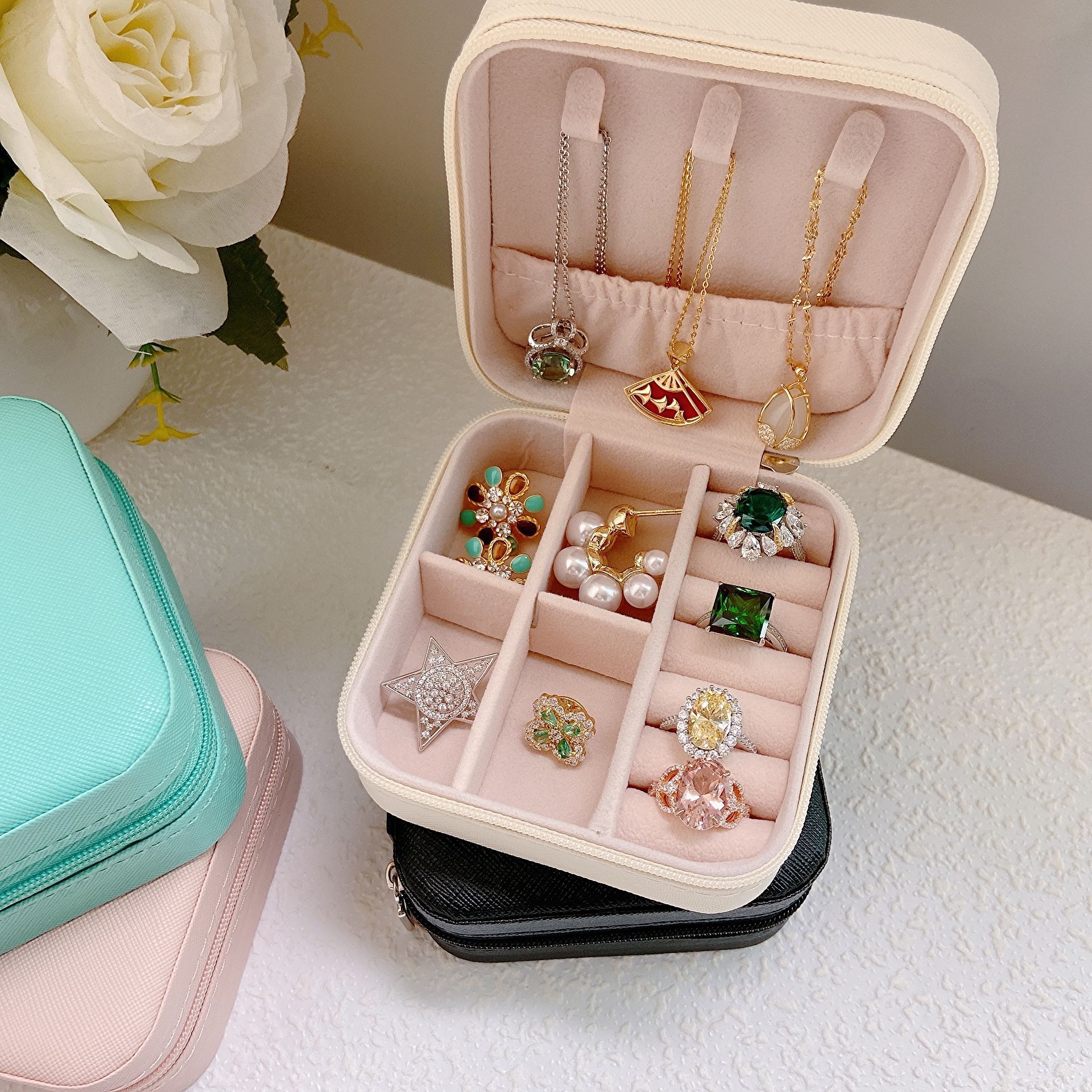 AliExpress Wunionup Mini PU Leather Jewelry Travel Case, view 2