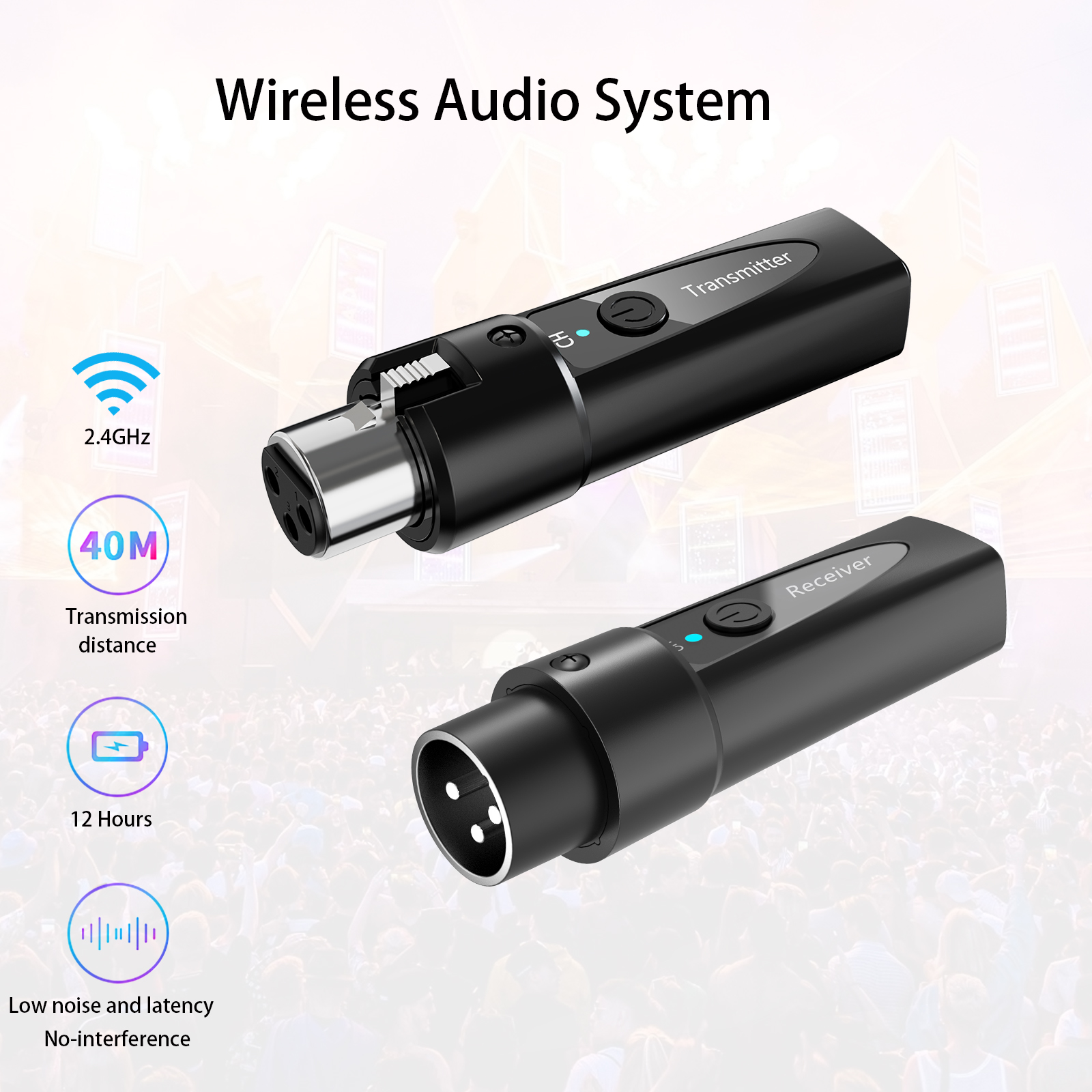 AliExpress XLR Wireless Microphone Transmitter Receiver，  2.4Ghz Microphone Wireless System, Rechargeable Wireless Mic Adapter for Audio Mi, view 2