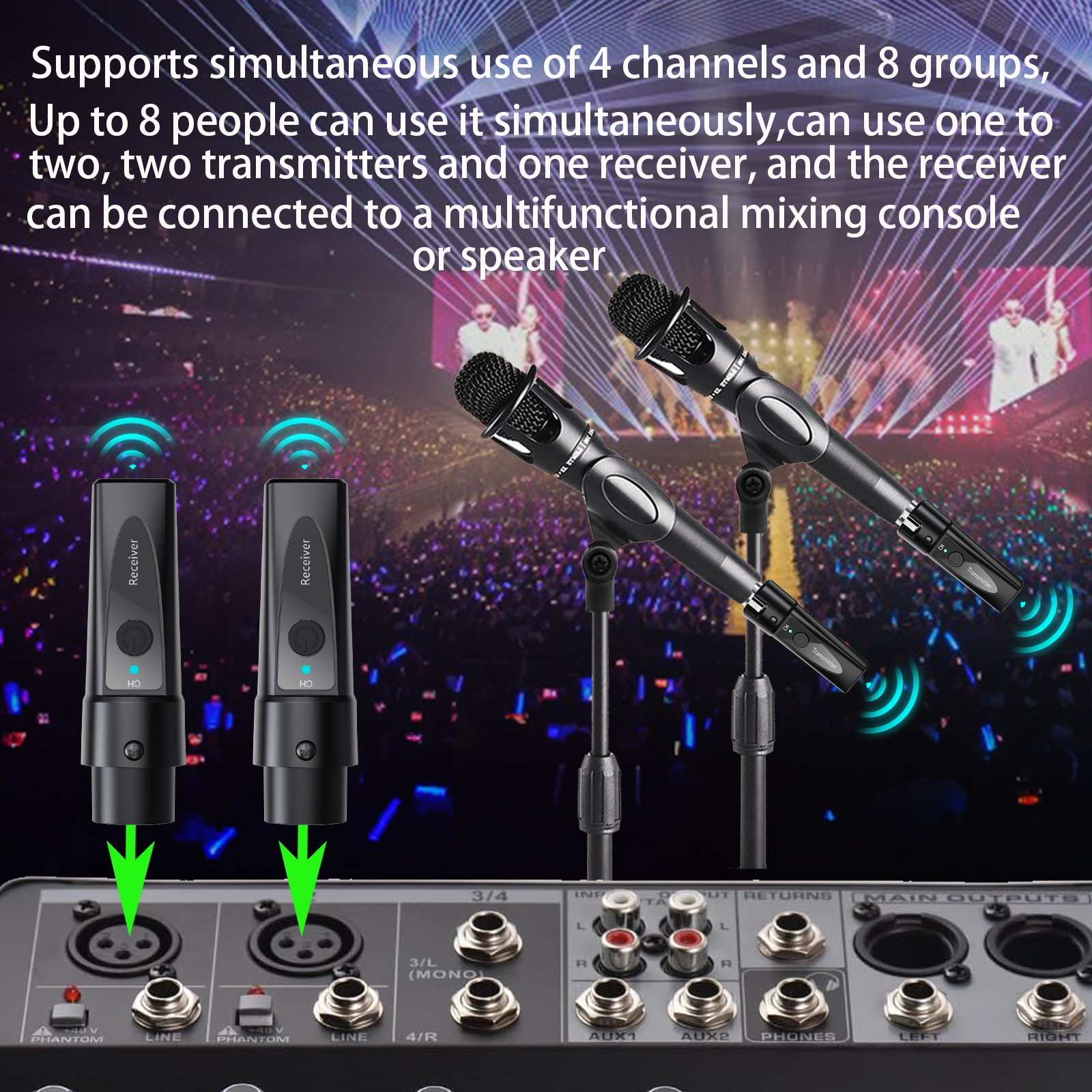 AliExpress XLR Wireless Microphone Transmitter Receiver，  2.4Ghz Microphone Wireless System, Rechargeable Wireless Mic Adapter for Audio Mi, view 4