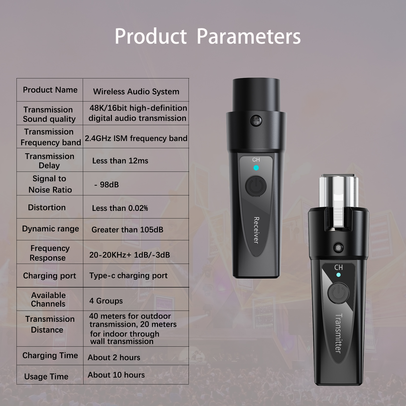 AliExpress XLR Wireless Microphone Transmitter Receiver，  2.4Ghz Microphone Wireless System, Rechargeable Wireless Mic Adapter for Audio Mi, view 5