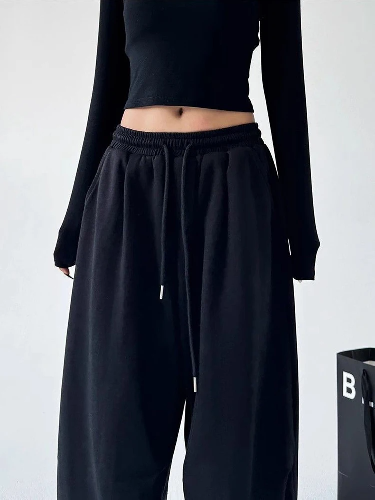AliExpress Y2K Harajuku Wide Leg Sweatpants Women Streetwear Baggy Oversize Gray Sports Pants High Waist Drawstring Casual Joggers Trousers, view 5