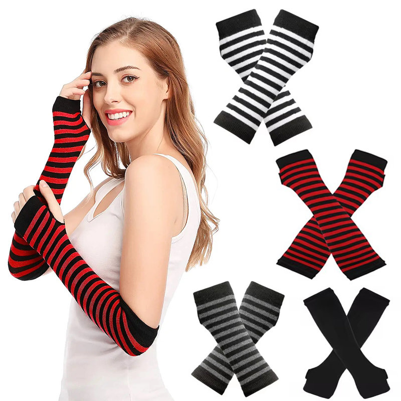 AliExpress Y2K Women Party Daily Wear Long Arm Gloves Elbow Length Knitted Arm Warmers Fashion Stretchy Wristband Sleeves
