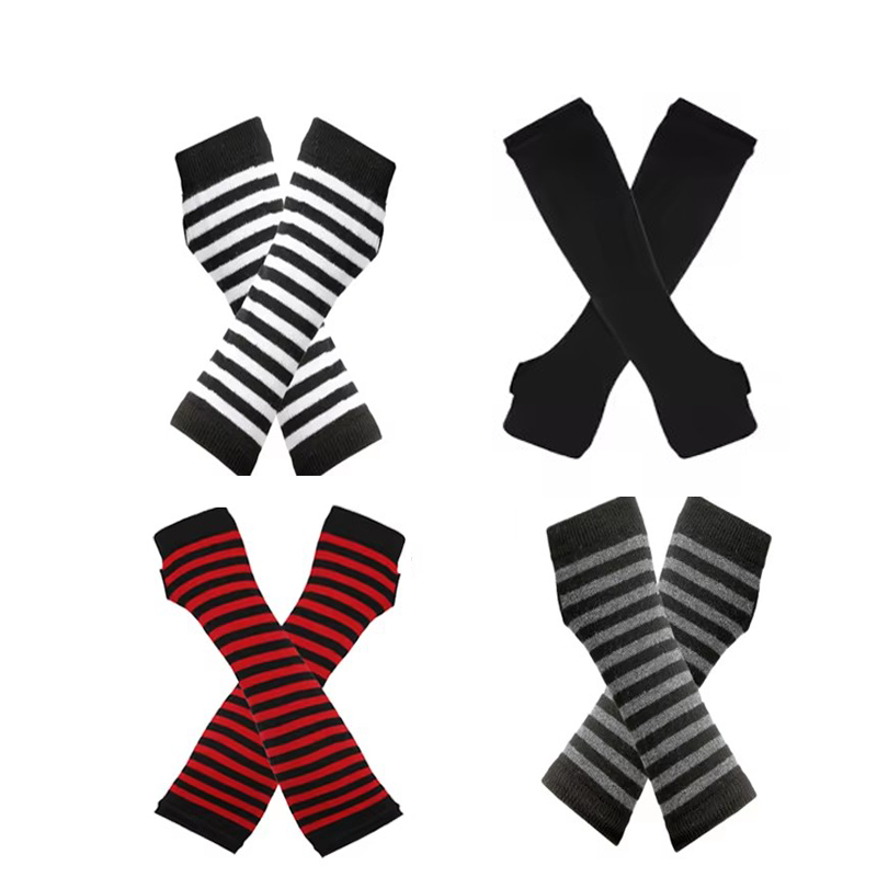 AliExpress Y2K Women Party Daily Wear Long Arm Gloves Elbow Length Knitted Arm Warmers Fashion Stretchy Wristband Sleeves, view 6
