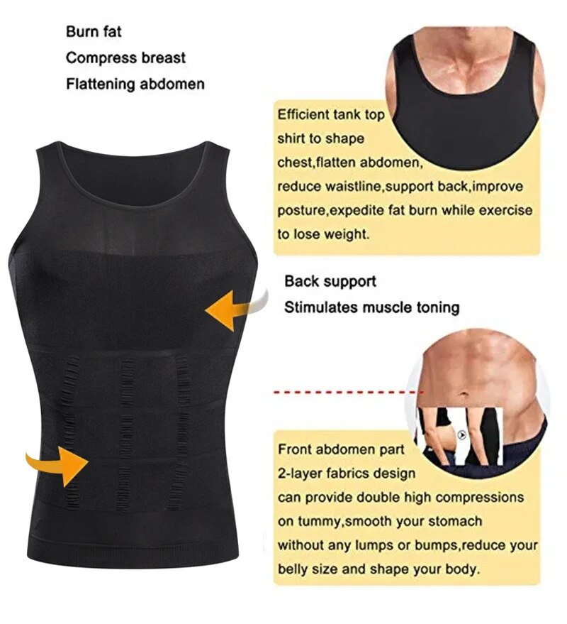 AliExpress YBFDO Men Body Shaper Slimming Compression Vest Undershirt Seamless Waist Trainer Tank Top Belly Control Weight Loss Shapewear, view 4