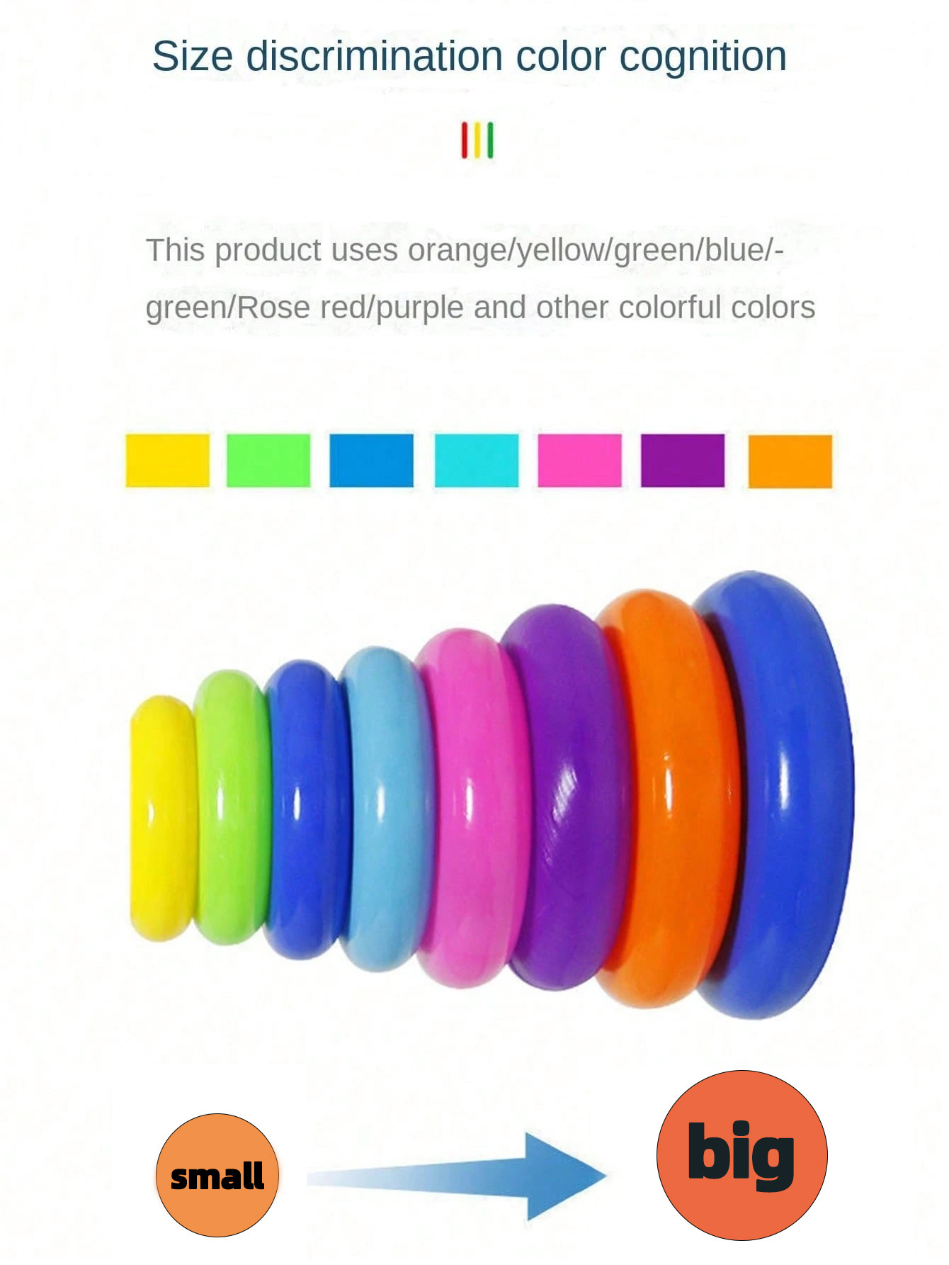 AliExpress Yellow Duck Rainbow Tower Stacked Circle Toy Plastic Rainbow Circle Toy Circle Toss Toy Interactive Game Birthday Gifts, view 4