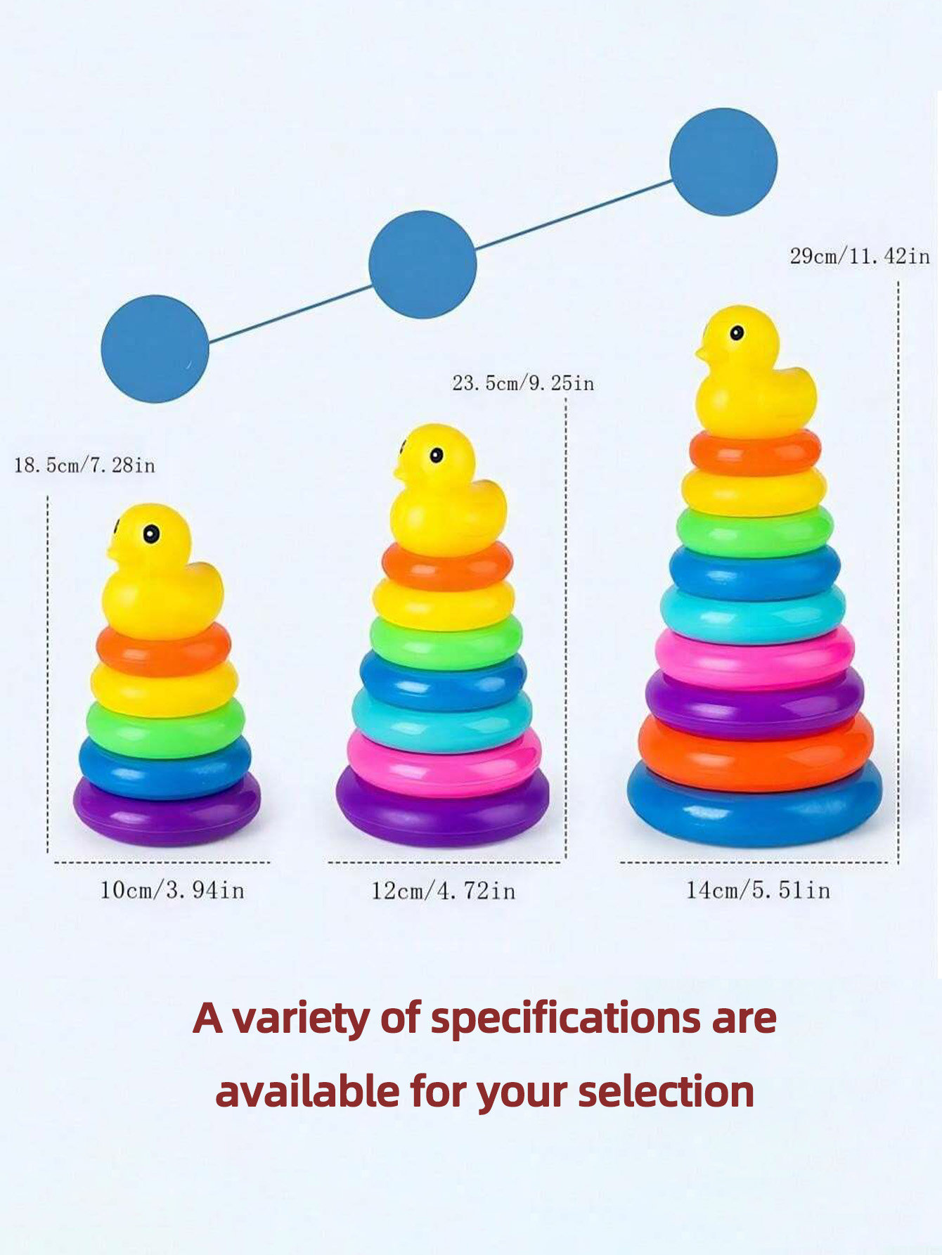 AliExpress Yellow Duck Rainbow Tower Stacked Circle Toy Plastic Rainbow Circle Toy Circle Toss Toy Interactive Game Birthday Gifts, view 2