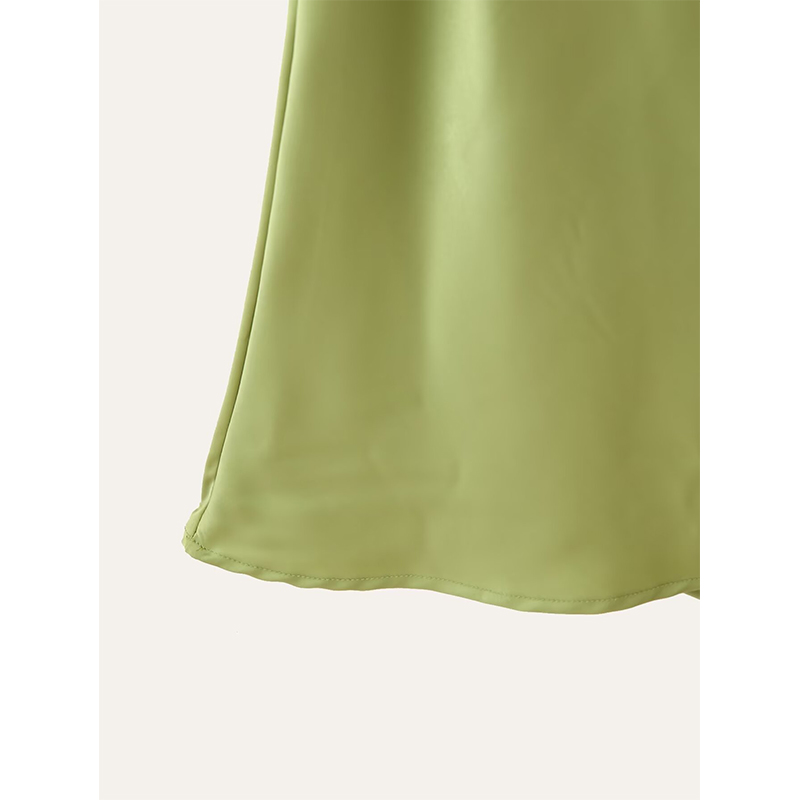 AliExpress YENKYE High Street Women Sexy Elegant Halter Long Dress Female Fashion Backless Green Satin Party Maxi Vestidos, view 4