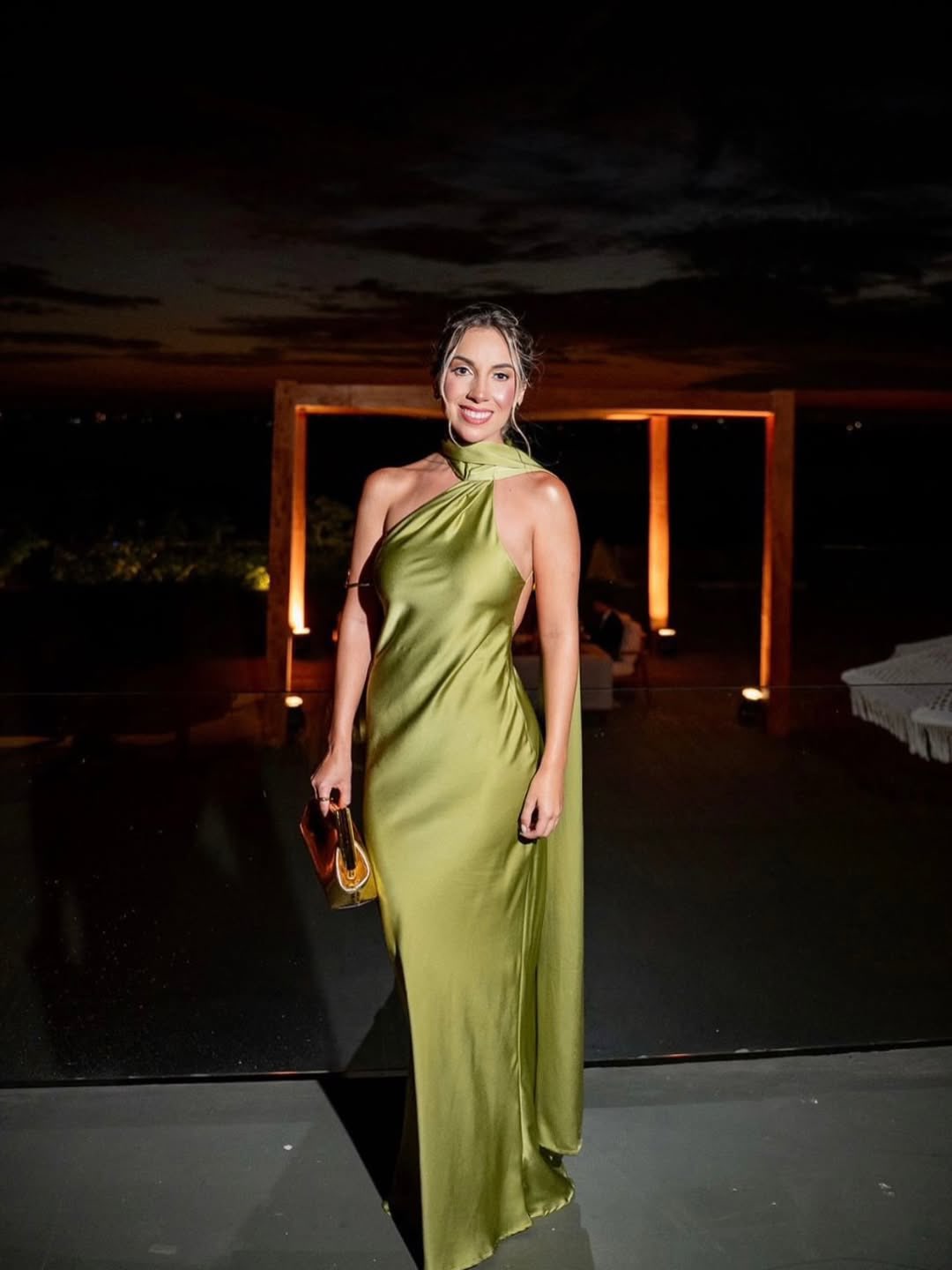 AliExpress YENKYE High Street Women Sexy Elegant Halter Long Dress Female Fashion Backless Green Satin Party Maxi Vestidos, view 6