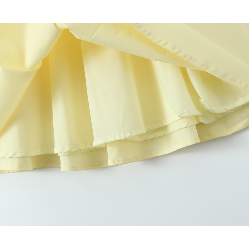 AliExpress YENKYE Sexy Elegant Women Fishbone Waist Shaping Sling Mini Dress Lace Up Back Fit And Flare Summer Party Dresses Yellow Robe, view 4