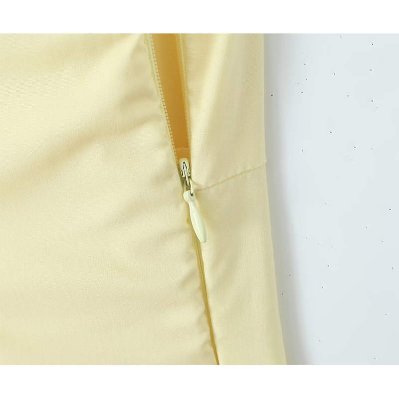 AliExpress YENKYE Sexy Elegant Women Fishbone Waist Shaping Sling Mini Dress Lace Up Back Fit And Flare Summer Party Dresses Yellow Robe, view 6