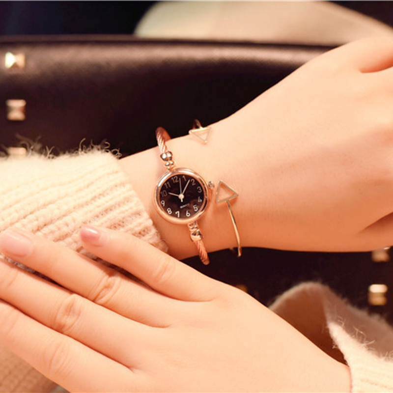 AliExpress YIKAZE Women's Small Gold Bangle Quartz Watch, view 4