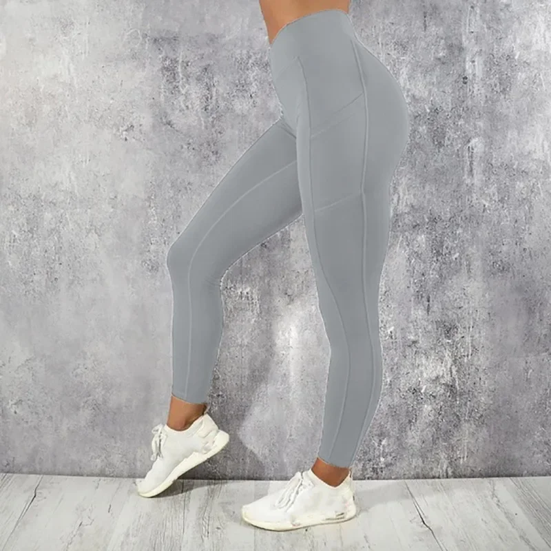 AliExpress Yoga Fitness Women Leggings High Waist Tights with Pocket Gym Workout Running Stretchy Sexy Butt Liftting Casual Skinny Pants, view 2